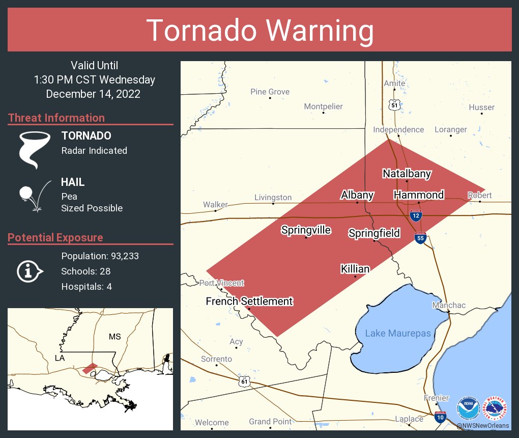 NWS Tornado on Twitter "Tornado Warning including Hammond LA