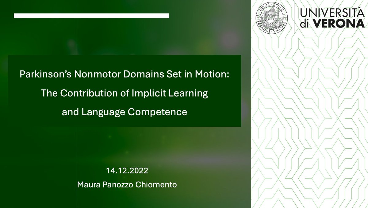pantomaura's tweet photo. I gave a talk presenting my #PhD project today (!!!)
#Parkinsonsdisease #language #implicitlearning #research

I am thrilled for the positive feedback received from peers and professors, and very grateful to the organisers of this amazing event @UniVerona 🔍👏 https://t.co/6uwWHs1PQW