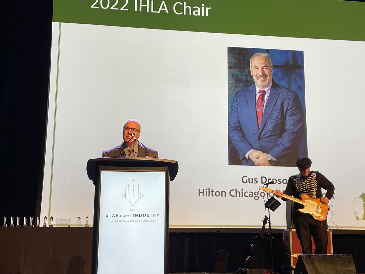 Thank you to our 2022 Chair, Gus Drosos, of the <a href="/HiltonOhare/">Hilton Chicago OHare</a>. Your leadership has been second to none this year. #IHLAStarsoftheIndustry