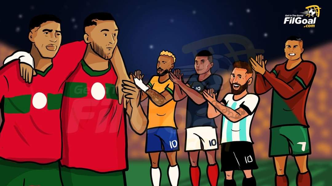 شكراً بكل حب لما قدمتهُ المغرب من عظمه، لما قدمته من كورة تاريخيه جعلتنا نحنُ كعرب فخورين كل الفخر لوصولِ منتخب العرب الى نصف النهائي، شكراً للمغرب على كل لحظات الفرح ولحظات الفخر بعروبتنا والفخر بإوطاننا العربيه، شكراً للمغرب لانها جعلت من العرب يدخلون التاريخ، شكراً بكل الحب 🔥