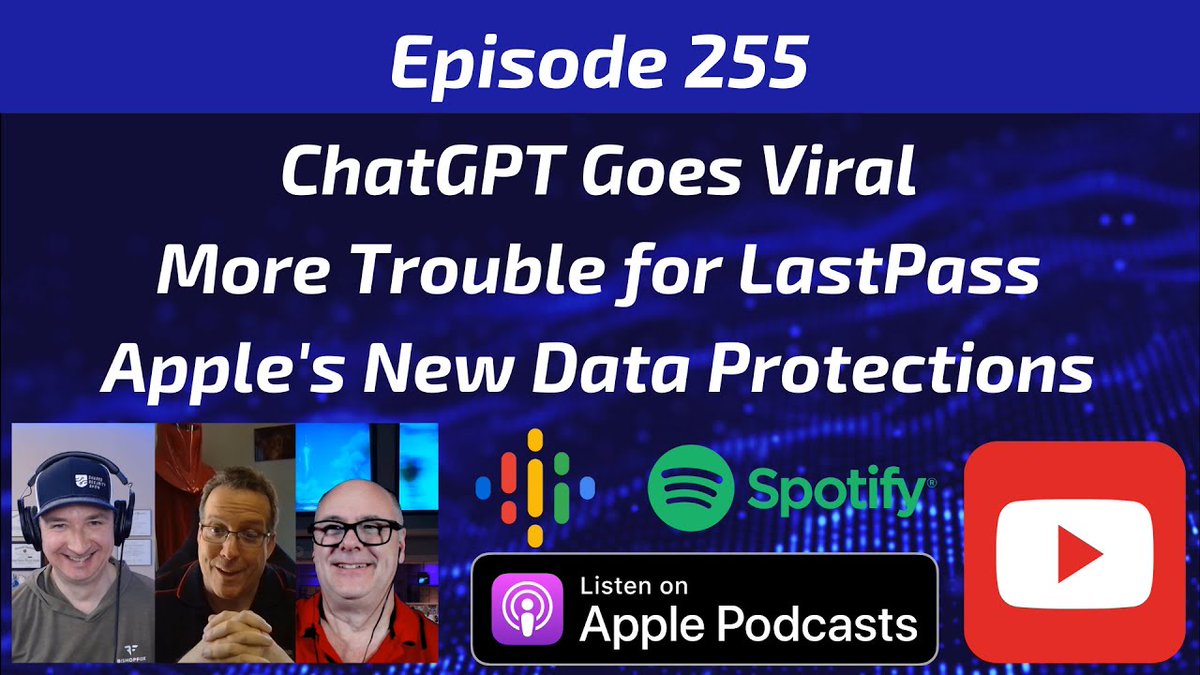 Secure Ideas LLC (@secureideasllc) on Twitter photo What is ChatGPT? Is there more trouble for LastPass?  What about Apple's New Data Protections? hubs.la/Q01vCF9v0
#infosec #ChatGPT #openai #chatbot #security #cybersecurity #secureideas #professionallyevil #podcast #sharedsecurityshow What is ChatGPT? Is there more trouble for LastPass?  What about Apple's New Data Protections? hubs.la/Q01vCF9v0
#infosec #ChatGPT #openai #chatbot #security #cybersecurity #secureideas #professionallyevil #podcast #sharedsecurityshow