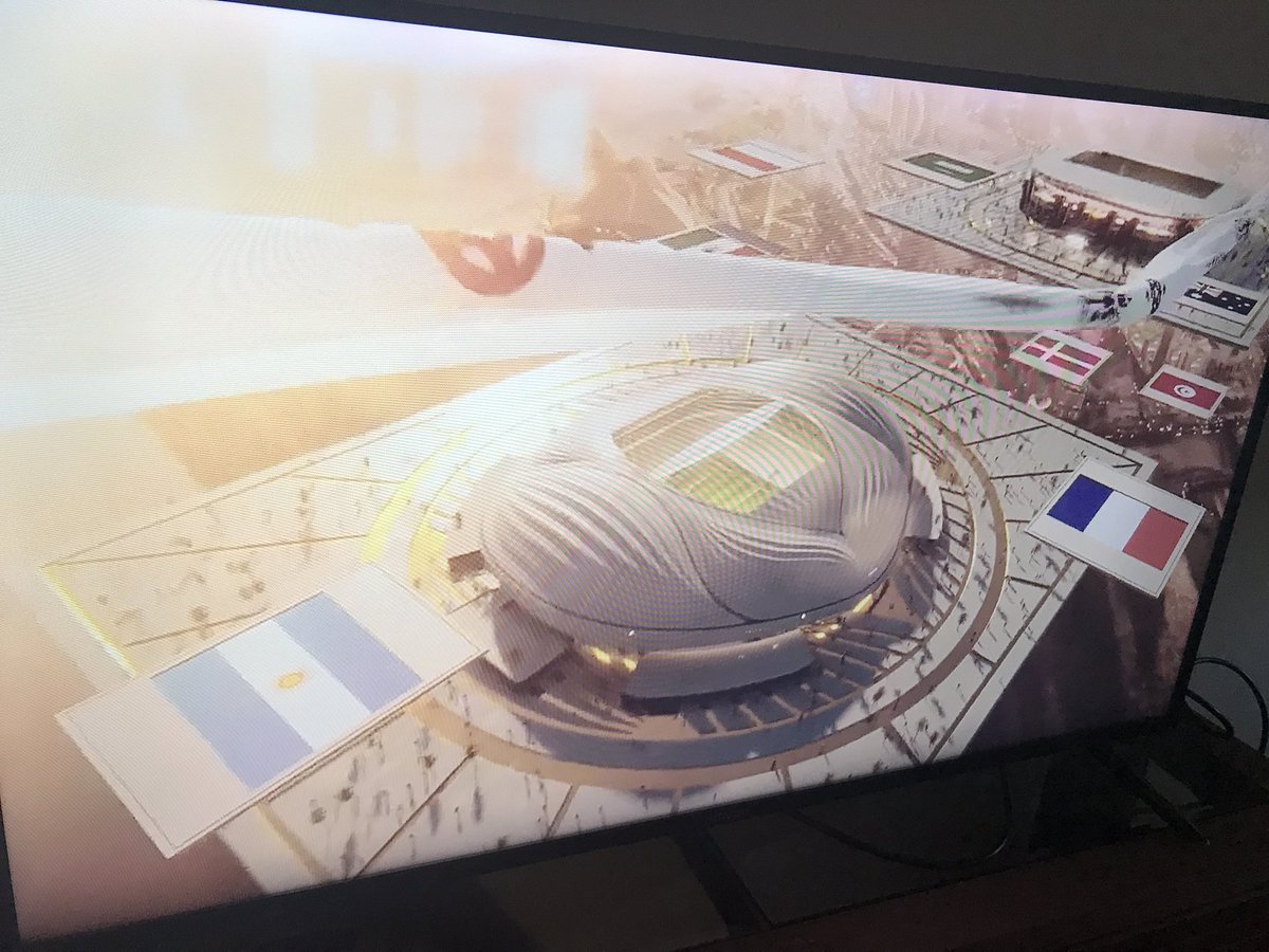hectoriribarne's tweet image. On the Word Cup TV intro running on Telemundo and FOX Sports that has been running since the beginning of the World Cup, did anyone notice the flags of the two teams next to the stadium where the final will be played? #WorldCup #Arg #fra #Argentina #France