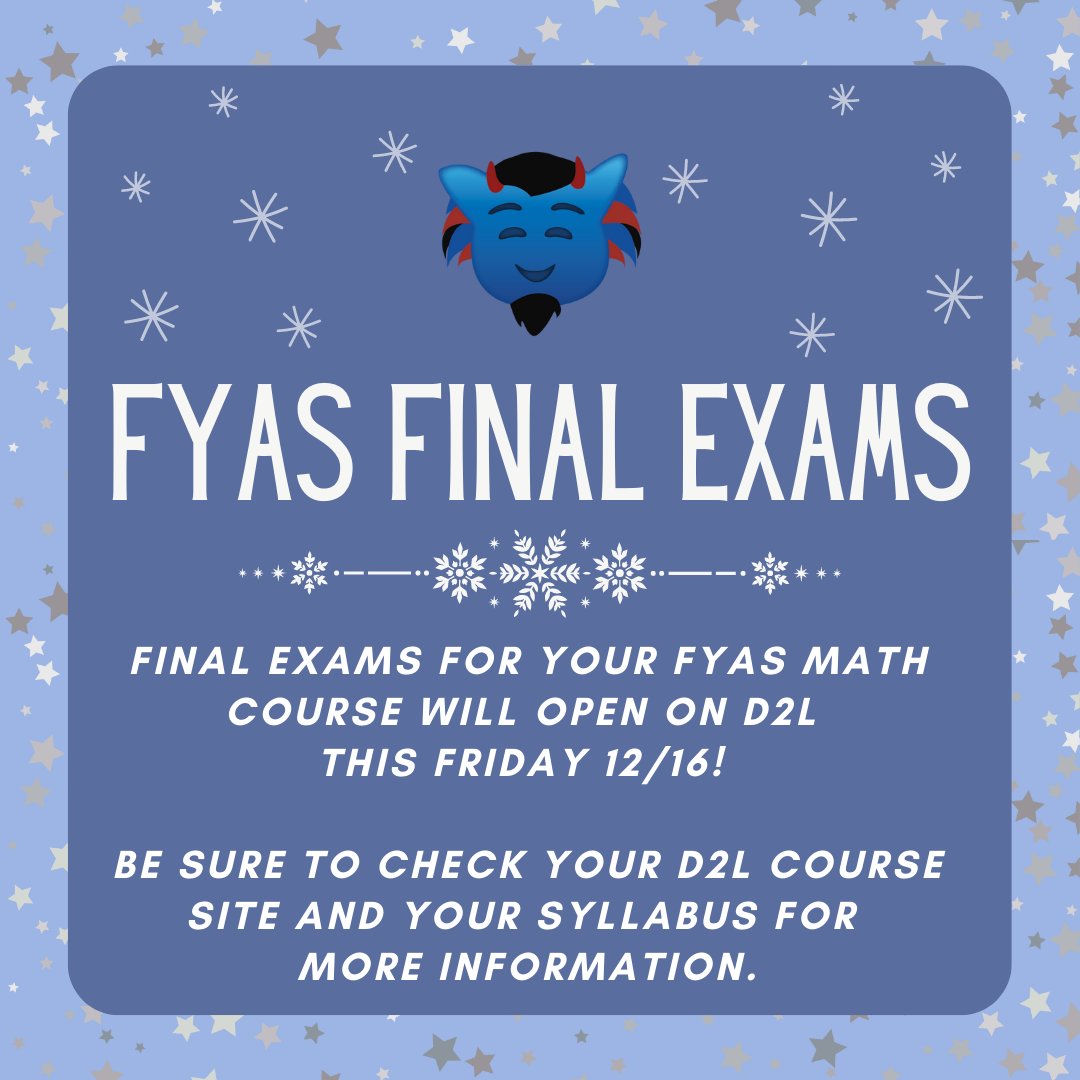 The time has come for FYAS final exams! As we wrap up Week 3, make sure to check in with your professors about any questions you may have prior to your final exams this Friday, December 16th. You’ve got this! #depaulfyas #academicsuccess #finals