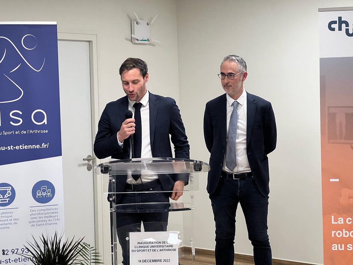 ChuSaintEtienne's tweet photo. [Inauguration]
Inauguration de la Clinique Universitaire du Sport et de l’Arthrose !
➡️ De nouveaux locaux flambant neufs, un plateau technique de pointe et une excellente équipe médicale pour une meilleure prise en charge du patient ! 
🙏 Merci à tous pour votre présence ! https://t.co/ShROGdg3Ri