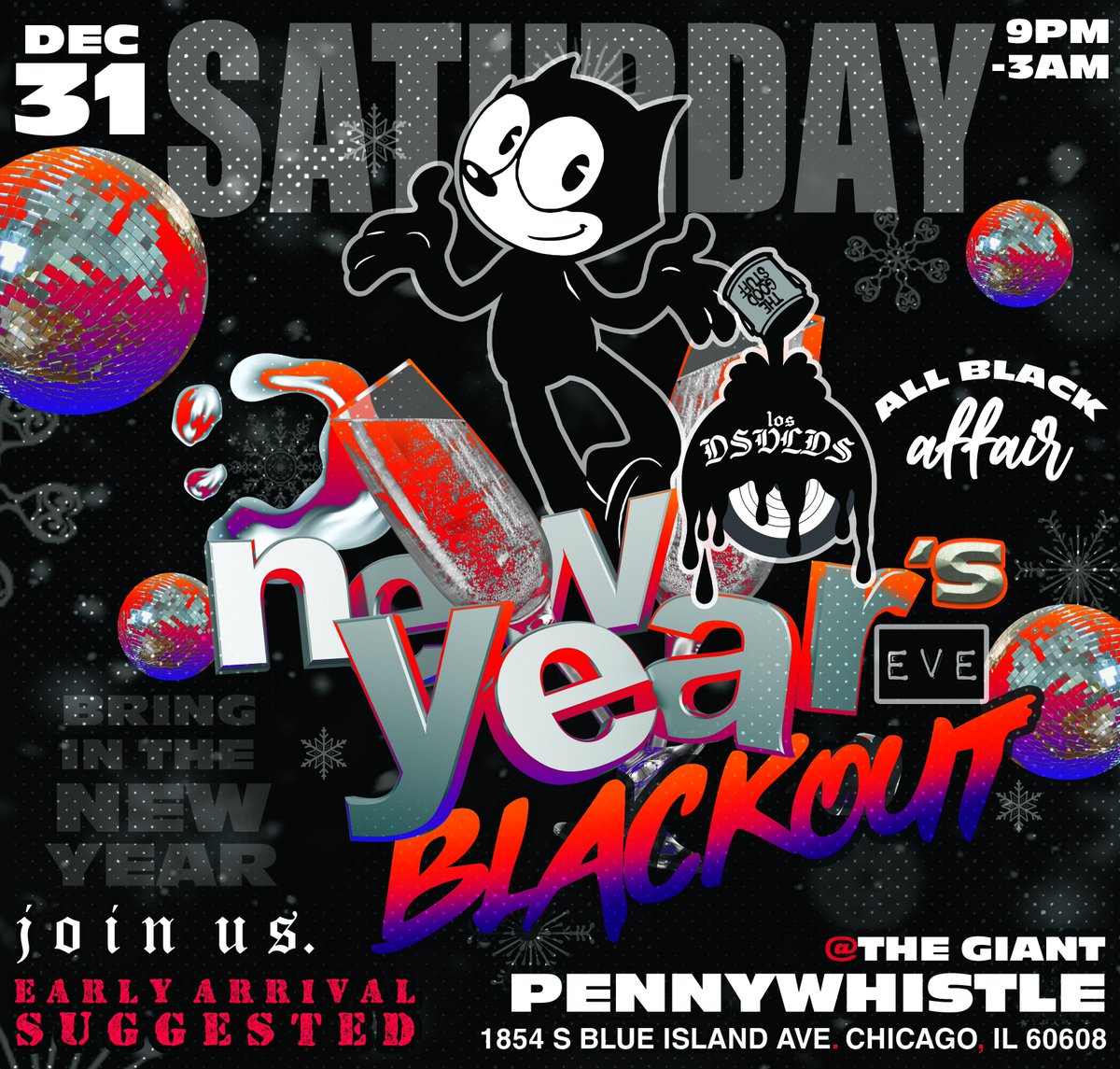 Save the Date:
Penny tapped us to takeover the bar for NYE so here it is, an all black affair to say goodbye to 2022 and welcome in the New Year...
#WholeSquadSituations 
𝖏𝖔𝖎𝖓 𝖚𝖘.
NO COVER