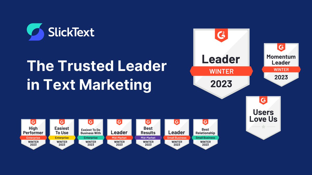 The latest G2 badges have arrived, and we're ending the year with a bang💥

Incredibly thankful for our customers and our team for making this possible! 
#g2 #sms #marketing