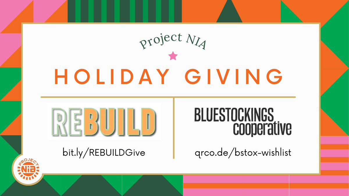 Looking to donate to some great causes for the holidays? ✨ Check out these fundraisers that we have been uplifting for <a href="/DarkRiseProject/">Darkness RISING Project</a>'s REBUILD program and the <a href="/bluestockings/">Bluestockings Cooperative</a> x PN free store!

REBUILD: bit.ly/REBUILDGive
BS x PN Free Store: qrco.de/bstox-wishlist