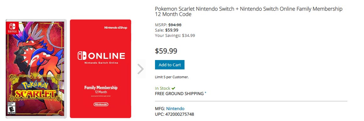 Wario64 On Twitter Pokemon Scarlet Switch Nintendo Switch Online Family Membership 12 