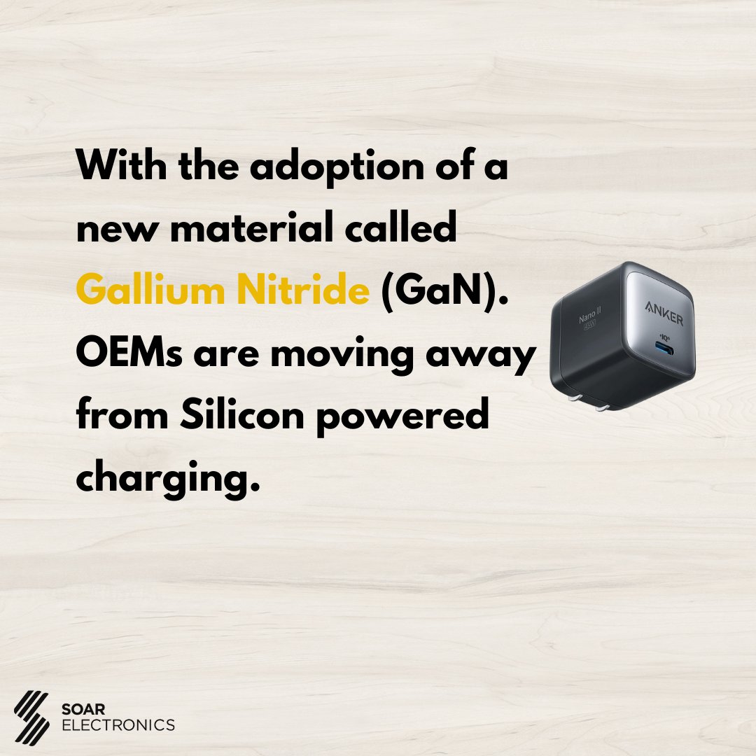 SoarElectronics's tweet photo. Galium Nitride (GaN) has been adopted by OEMs in producing anything rechargeable. 

With upcoming adoption of Graphene battery technology, the future is exciting! 

#SoarElectronics #Gadgets #OnlineShopping #Apple #Samsung #GaN #Innovation #FutureTech #AnkerGhana https://t.co/EopiR9DmMr