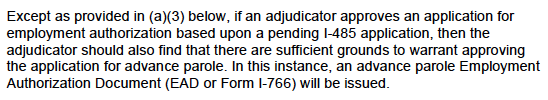 BaniasLaw's tweet photo. Unless you are in removal proceedings, you pose a national security concern, or you present an "egregious" public safety concern, if @USCIS approves your AOS based EAD, it "should" approve your AP. #AOS #apdelay https://t.co/2A09RNtvdH