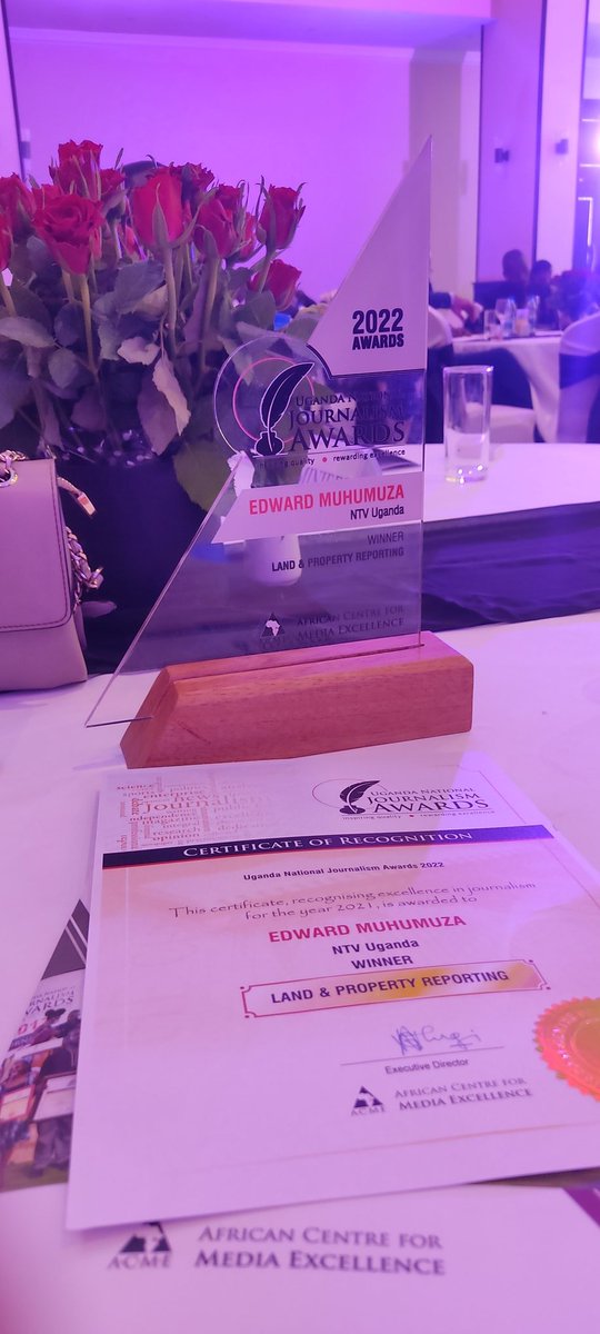 Thank you @ACME_Uganda for this prize, I am honored. Thank you <a href="/ntvuganda/">NTV UGANDA</a> for the opportunity to shine on such a big stage. I am exceedingly humbled.