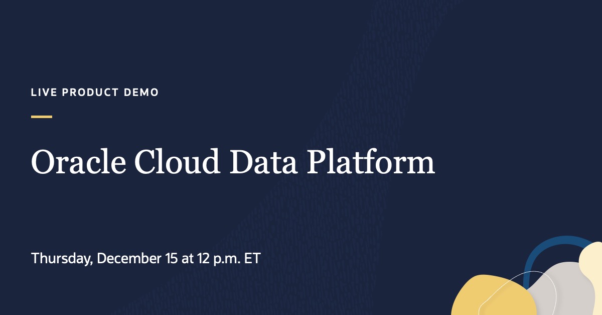 OracleDatabase's tweet image. Ready to get the most value out of your #data? Discover how our cloud data platform can turn your data into insights by leveraging our Data Flow, #AutonomousDataWarehouse, #OracleAnalyticsCloud, and AI services. Save your seat for the live demo: social.ora.cl/60183GmcK