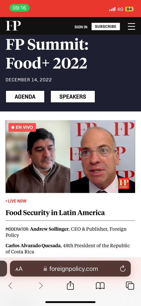 Thanks to @foreignpolicy and <a href="/AFSollinger/">Andrew Sollinger</a> for inviting me to the #FPFoodPlus Summit. Supporting small farmers to adapt to climate change and have fairer access to intl markets is key to achieve food security in Latin America, &amp; to manage shocks and strengthen global food systems.