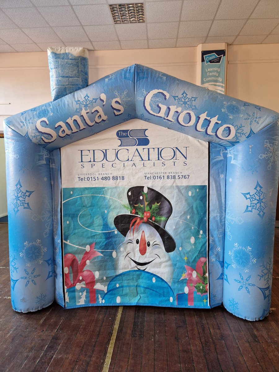 OasisAspinal's tweet photo. We had a special visitor in the Academy this afternoon. Big thanks to The Education Specialists for letting us use their inflatable Grotto for free - an amazing gesture for schools! #ChristmasatAspinal https://t.co/52G9oZd88s