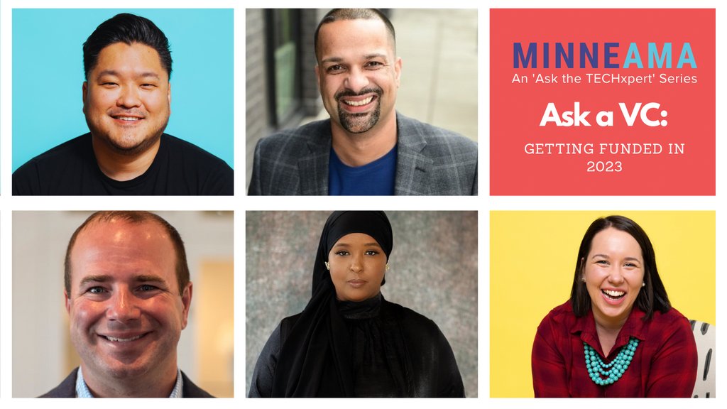 Curious about the state of funding in 2023? Wanna ask local VCs directly?

Join us Weds 12/20 for this incredible panel on the state of funding, founder advice &amp; predictions for 2023. Featuring:

<a href="/robertjweber/">Rob Weber</a>
<a href="/PaulCampbellMN/">Dr. Paul Campbell</a>
<a href="/choeyoutheway/">choe 🤷‍♂️</a>
Aceyaa Mohamed

crowdcast.io/e/minneama-ask…