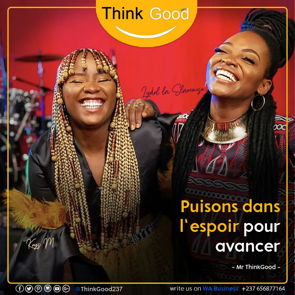 ThinkGood237's tweet photo. Puisons dans l'espoir pour avancer
@krysM &amp; @LydolSlam 

#thinkgood237 #espoir #goodvibes https://t.co/oIjtJaHgt3