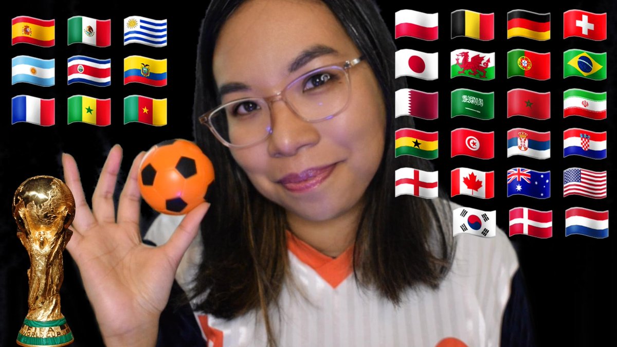 MisschicAsmr's tweet photo. Does anyone else think that this #WorldcupQatar2022 has been quite exciting? Here's some #WorldCup themed #asmr - #fasttapping &amp; #whispering in the main #languages represented at the #WorldCup2022 
https://t.co/xtbi1GgHGo ⚽️🌍 https://t.co/AJ0Jcpoitx