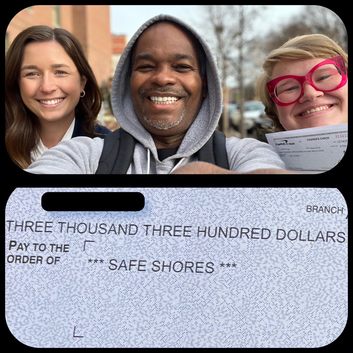 All smilies .. 12 DAYS OF CHRISTMAS starts now! 

Just left @safeshoresdc dropping off a check for $3,300 thanks to all of you great people who donated. 

I appreciate you all, and 3 of you guys have $1,000 each coming your way too! 

#SantaCause