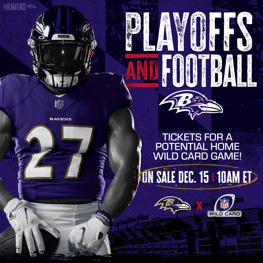 Baltimore Ravens on X: 'Tickets for a potential wild-card playoff game at  M&T Bank Stadium will go on sale tomorrow at 10 a.m.! ➡️:    / X