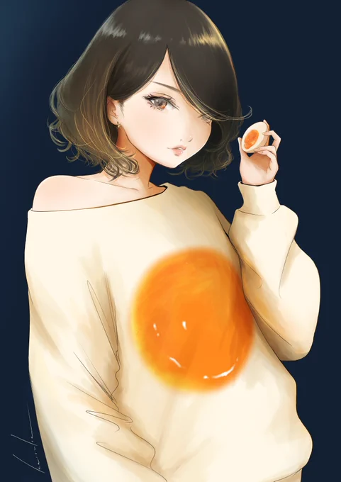 味玉ガール 眼鏡無しバージョン#illustration #イラスト 
