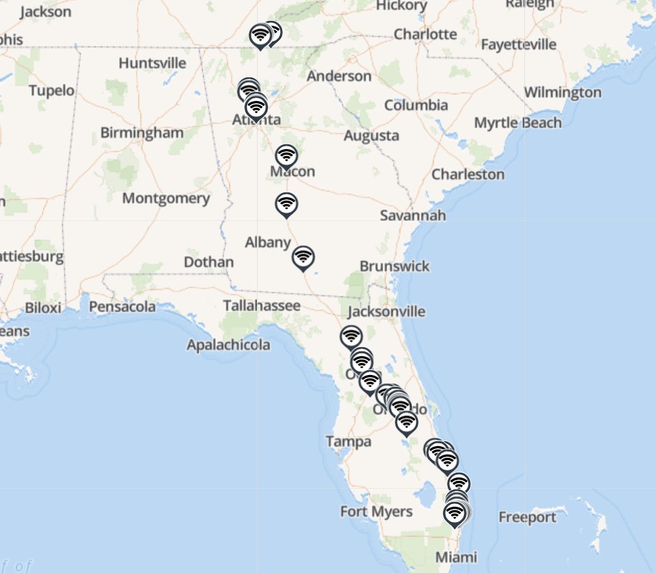 Road trip! 
728 miles; Field tester set to 5 min interval.
Florida turnpike coverage doesn't look bad!
Now I should plan a Key West road trip to complete the test right? 🍸🤔
@senetco <a href="/helium/">Helium🎈</a> <a href="/LpwanNews/">LPWAN News</a> #LoRaWAN