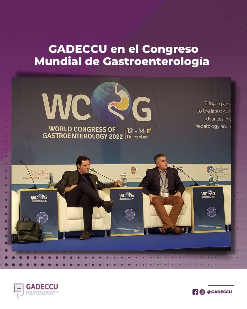 Llegamos a #Dubai ✈️ El Dr. Domingo Balderramo participó como disertante en el Congreso Mundial de Gastroenterología 2022.

Orgullosos de nuestros miembros GADECCU representando a Argentina en el mundo 🌎 👏

<a href="/gadeccu/">GADECCU</a> 
Grupo Argentino de Enfermedad de Crohn y Colitis Ulcerosa