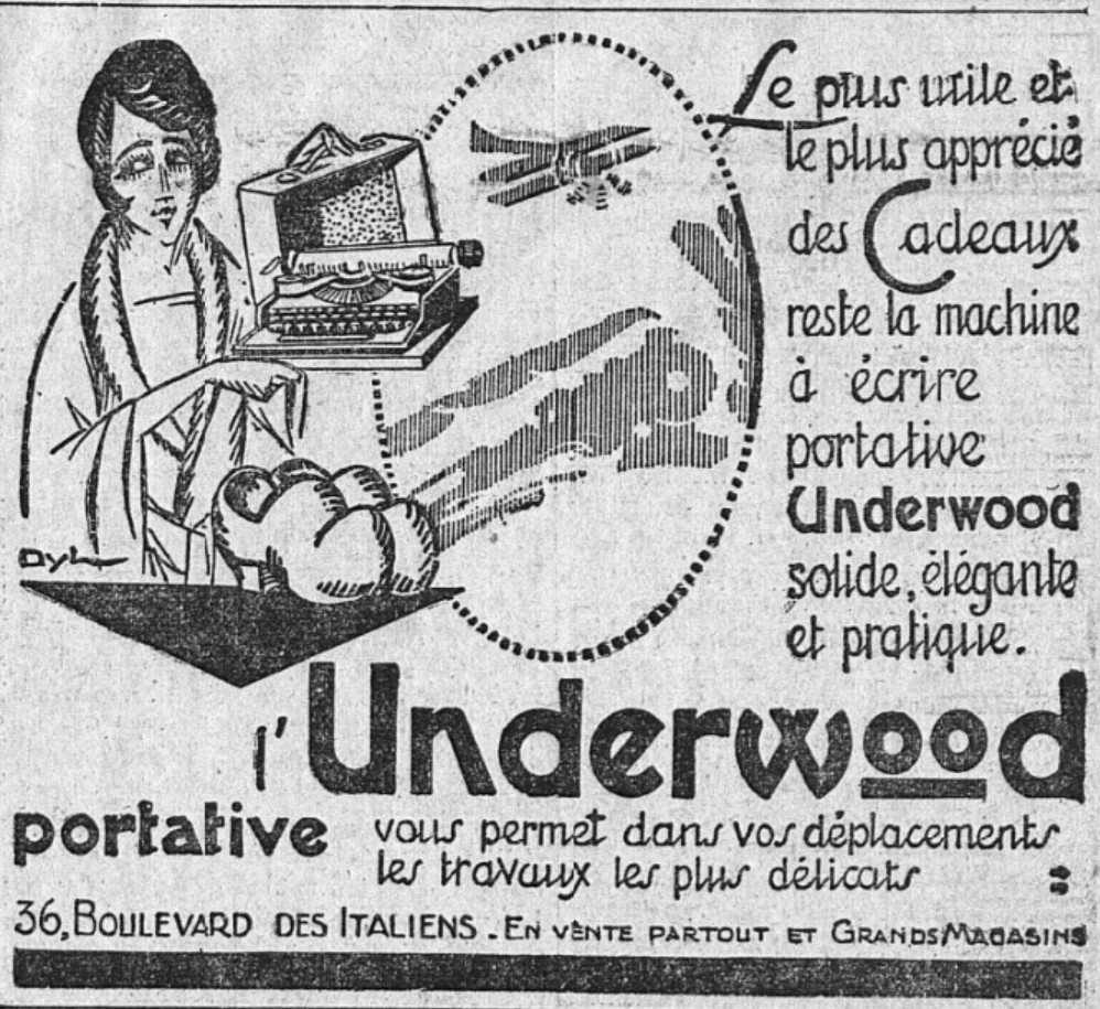 GallicaBlagues's tweet photo. La publicité du jour #underwood #MachineAEcrire #cadeau https://t.co/c95E05l3oQ