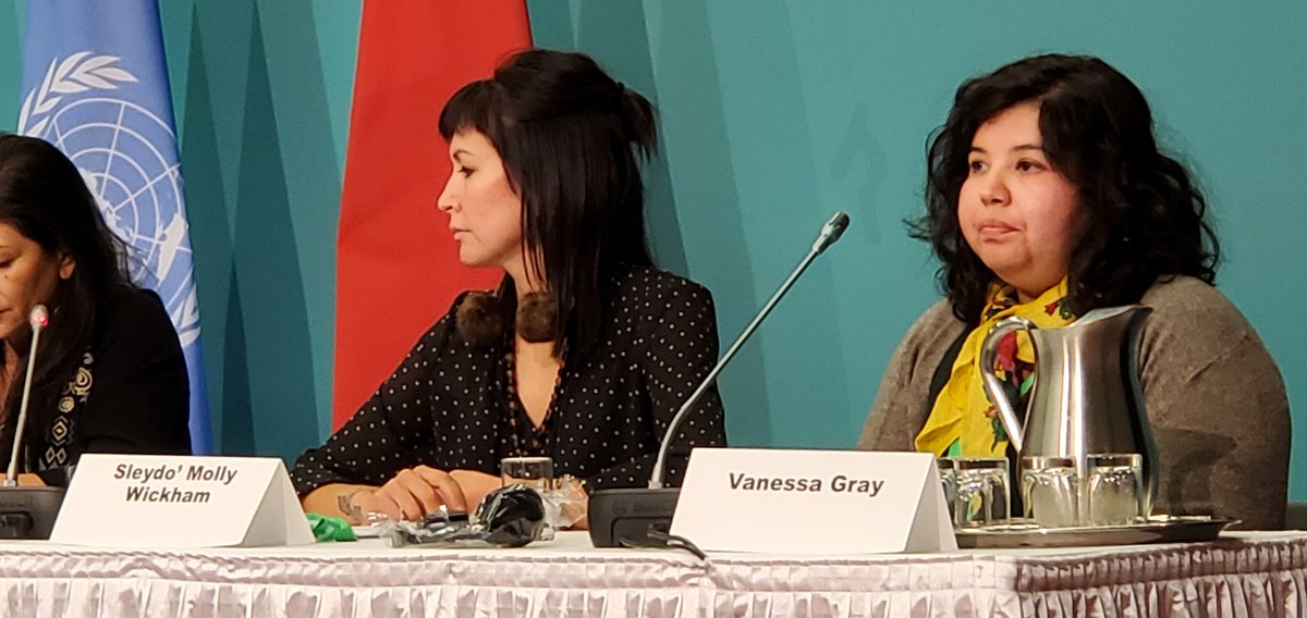 wildernewsON's tweet photo. Ellen Gabriel, Molly Wickham and Vanessa Gray calling out Canada's violent racist criminalization of Indigenous land defenders #cop15 #landback https://t.co/dndX1xOnt7