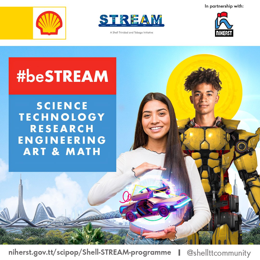 NIHERST's tweet photo. Embrace your passion and position yourself to pursue an outstanding journey in STREAM
Science, Technology, Research, Engineering, Arts, & Math.
#beSTREAM
#shellSTREAM
#shell
#NIHERST
#partnership
#Education
#Robotics
#GameBasedLearning
#FunLearning
#Globaldevelopment
#NIHERST https://t.co/ONSbjpbVuc