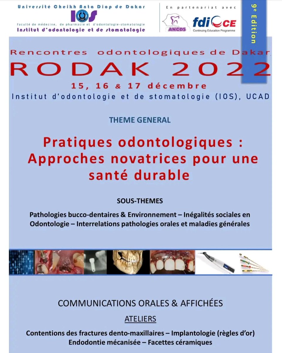RODAK 2022 15, 16 et 17 Décembre à l'Institut d'Odonto-stomatologie de Dakar, Faculté de Médecine UCAD #rodak #rodak2022 #senegal🇸🇳 #chirurgiedentaire #FMPO #UCAD