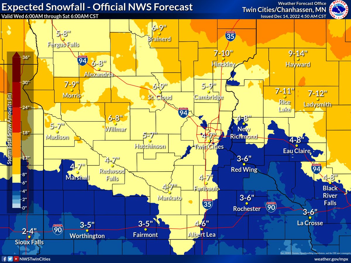 🚔 MN Safety 🚔 on Twitter "AT LEAST 4” of snow in Twin Cities tomorrow 👇"