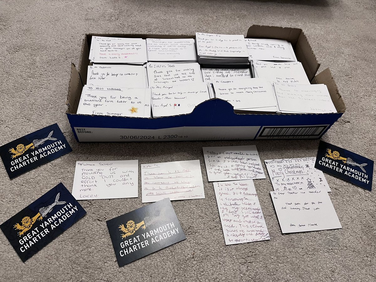 Last day <a href="/GYCA_charter/">GYCA</a> means CHARTERTASTIC appreciation cards from our scholars- 1200+ for cleaners, office, cooks, support staff and their teachers

Sorting through them for staff is a HUGE privilege - the ones to “all staff” really show what we’re working together to achieve ⭐️