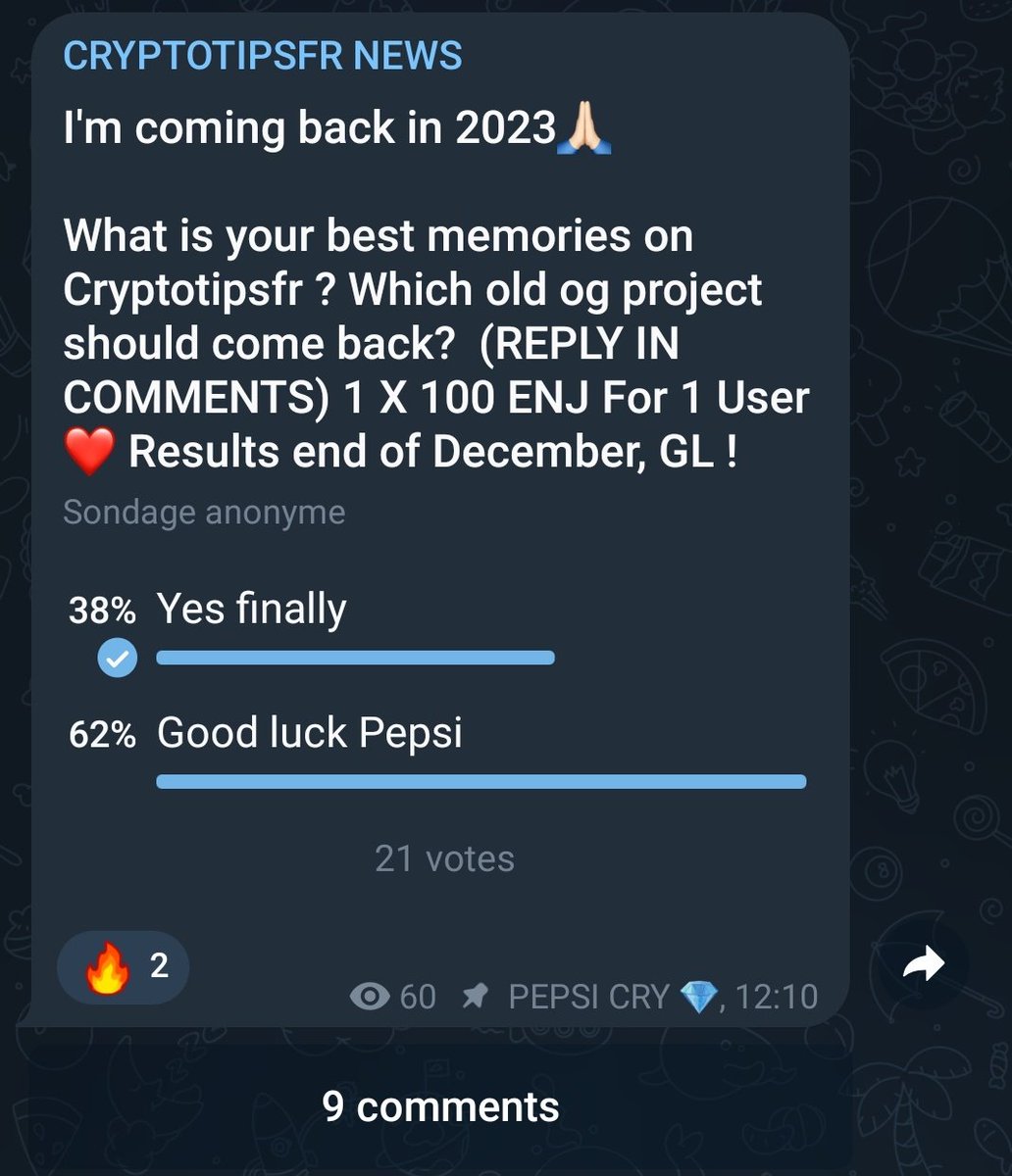 ratiobama's tweet photo. Back in 2023 π²
Whats your best memories on CRYPTOTIPSFR ?
Wich old project should come BACK ?
Vote HERE :
https://t.co/65vqxfGLQF π«
(Prize 100 ENJ Random)
$ENJ #Cryptotipsfr #CRTS https://t.co/qUJQUsa4Oj
