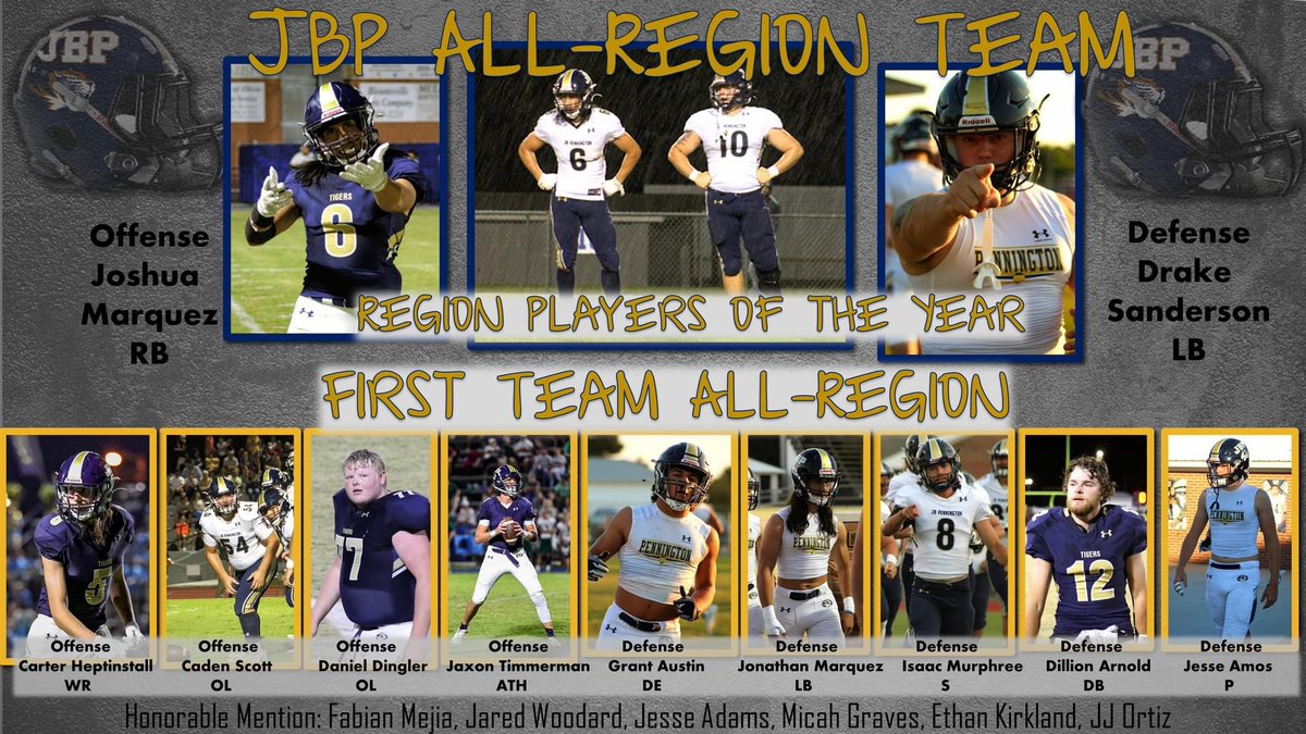 JB Pennington All-Region Selections