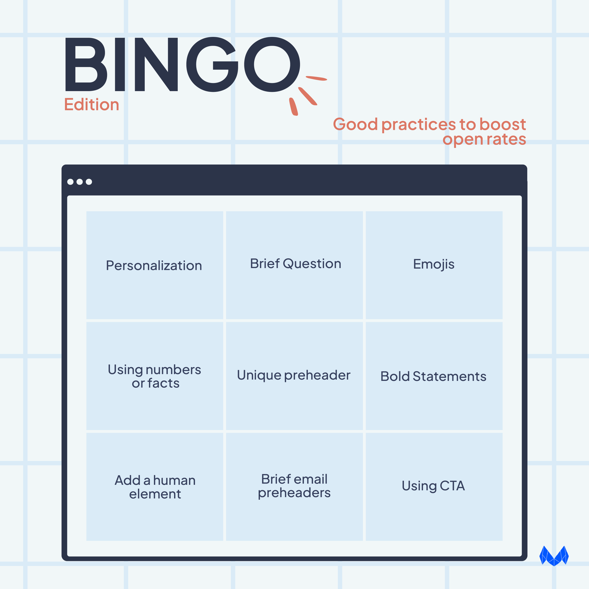 mailmunch's tweet photo. Are you using these practices in your emails? Be honest! Let us know in comments.

#Mailmunch #EmailAutomation #EmailMarketing #mailmunchbingo https://t.co/kFgWDsIil6