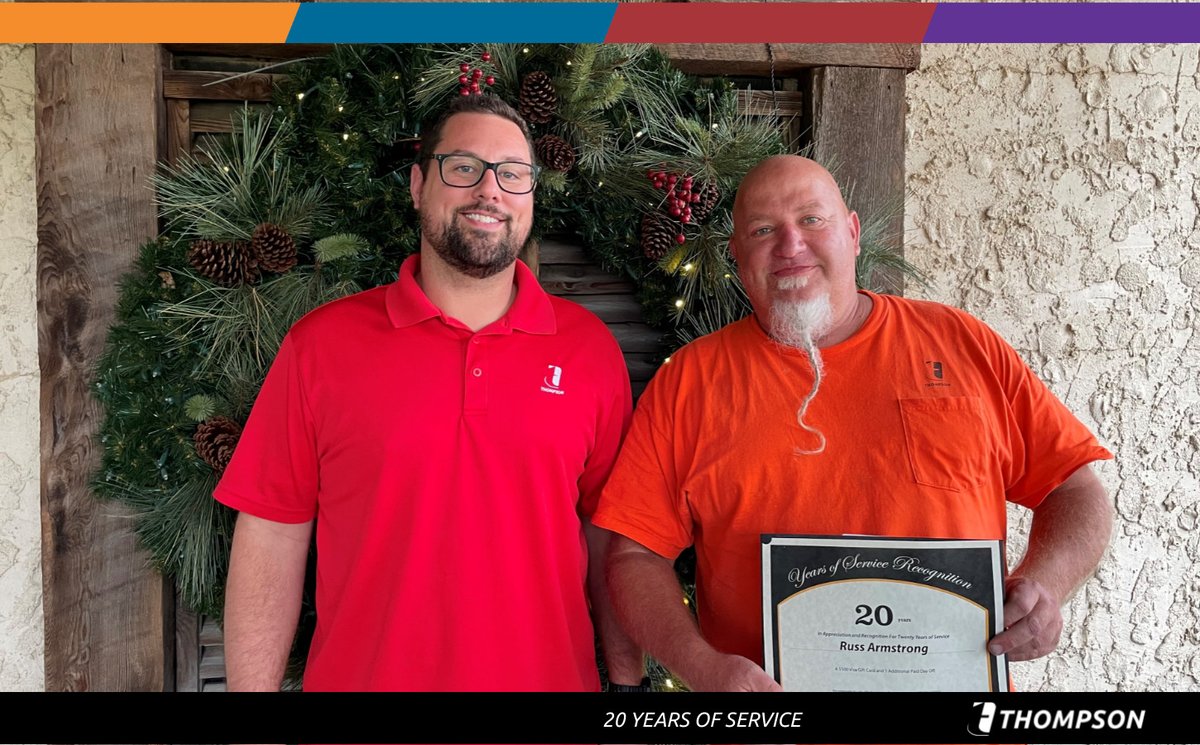 ThompsonKnows's tweet photo. Thank You, Russ, for your dedication to Thompson, and congratulations on your 20th Anniversary.  

#ThompsonKnows #TeamThompson https://t.co/BC9FoU0C3u