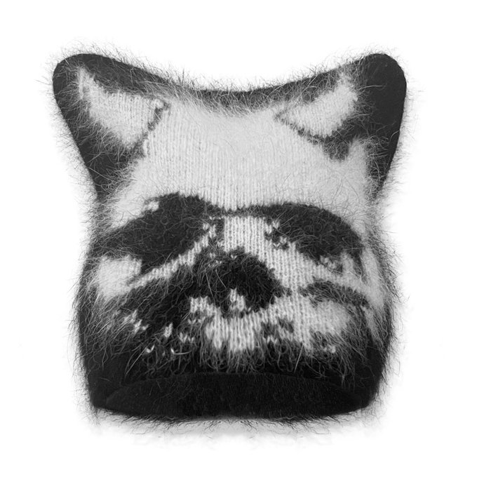 Angora mohair beanie with a jacquard knit horned skull https://t.co/nQBSZrCbJf