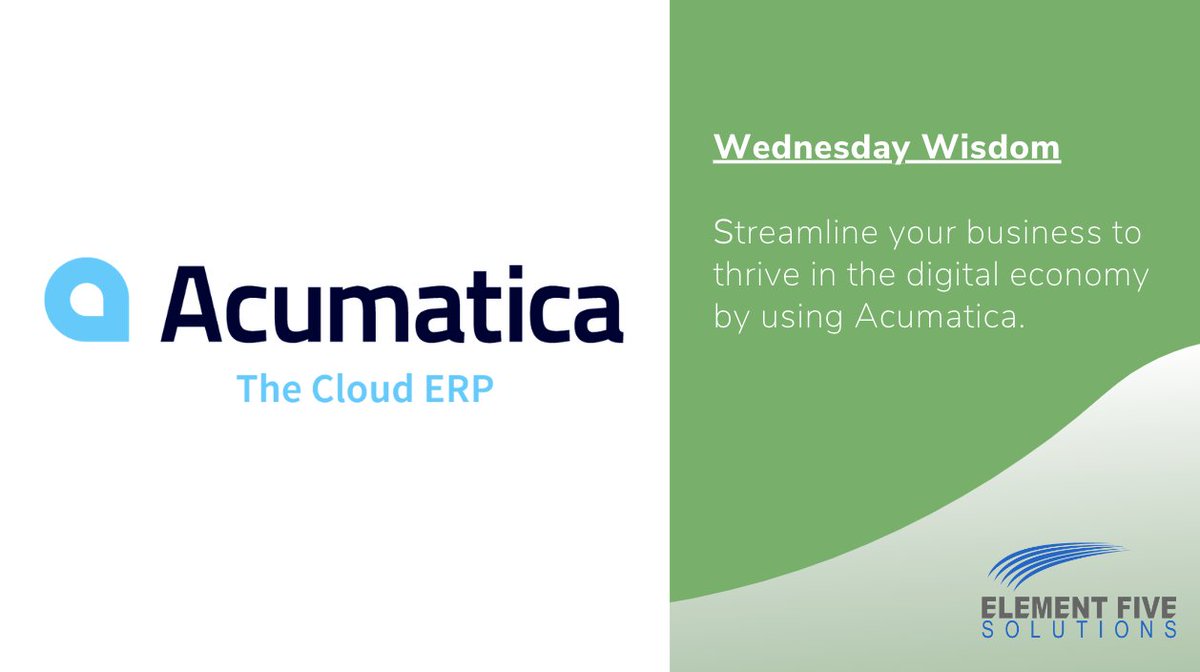 e5sol's tweet photo. Start the new year off right! If you own a retail store, streamline your business to thrive in the digital economy by using @acumatica. Easily manage inventory, sales and payroll through this easy to use system. #WednesdayWisdom

#e5sol  #ERP #ManagementSolutions https://t.co/XbH9Mjlobw