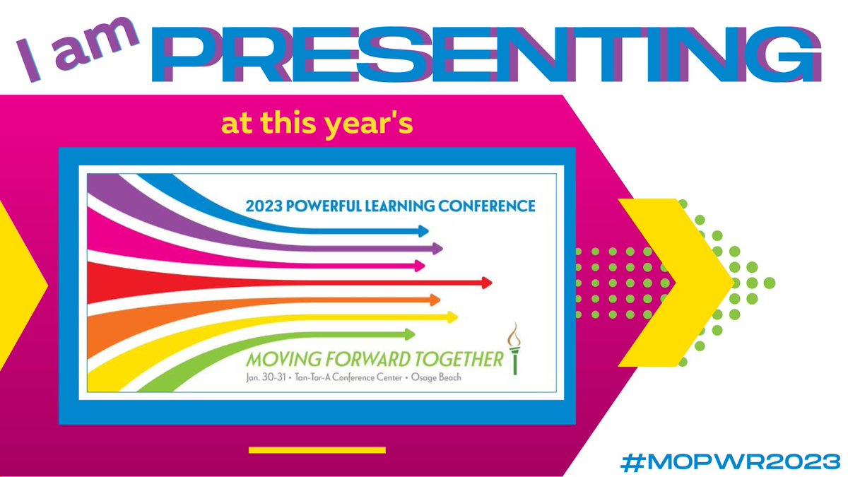 I’m excited to present at the 2023 Powerful Learning Conference! Join me as well as @Joe_Sanfelippo, @klvandas, @MoCommissioner as we move forward together at this year’s conference. #MOPWR2023 #HPSDtigers Register here: bit.ly/MOPWR2023