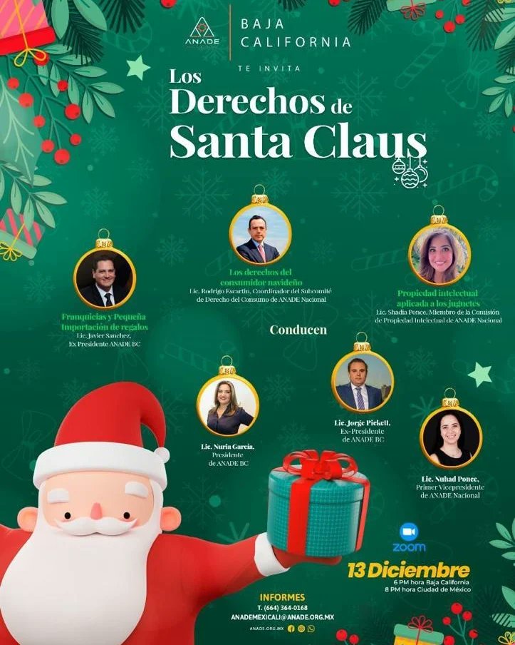 ADefensafiscal's tweet photo. Nuestro Socio Director, Lic. Francisco Javier Sánchez Pérez, estuvo como invitado el día de ayer en el evento por parte de #ANADEBC  "LOS DERECHOS DE SANTA CLAUS" tratando el tema sobre: "Franquicias y Pequeña Importacion de Regalos".

#ASA #BajaCalifornia #ANADEBC #franquicias https://t.co/pu7zsBSsXj
