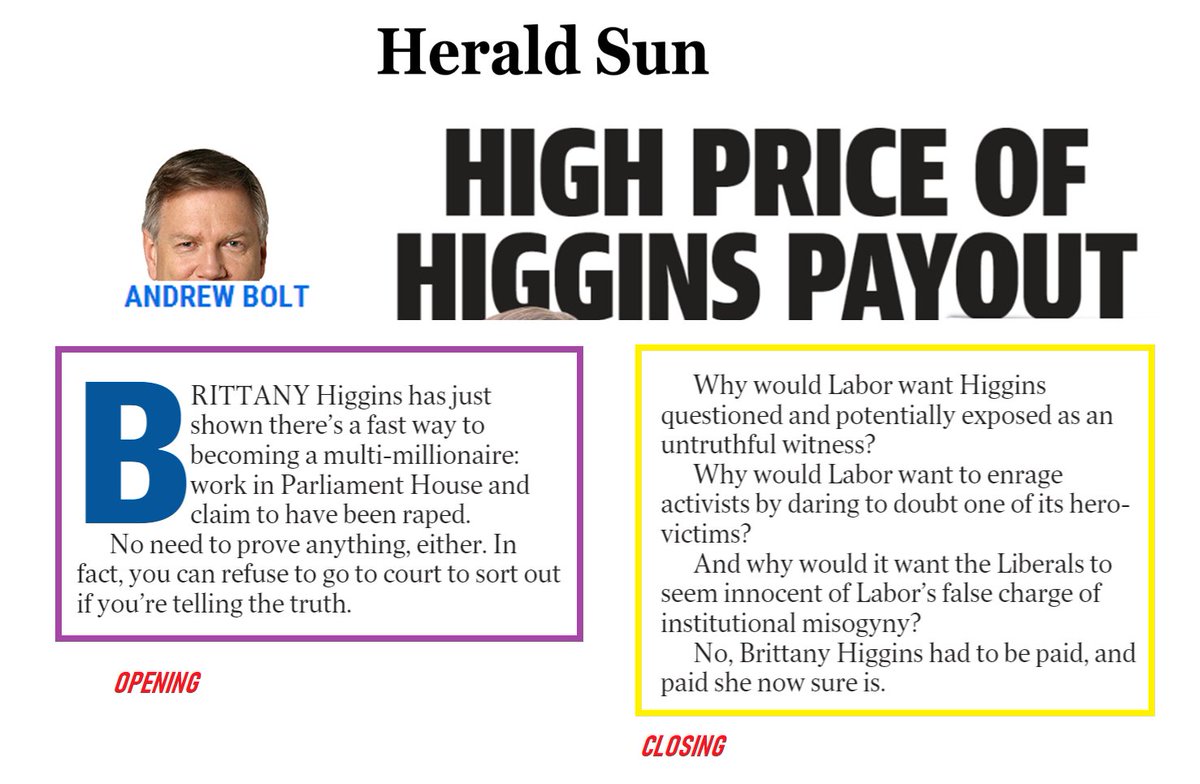 PeterWMurphy1's tweet photo. This attack by Andrew Bolt on Brittany Higgins is both obscene and dangerous. Victims of rape deserve justice, not to be accused of making false claims to get money. NewsCorp is in the sewer for publishing this. 😠 #justice #auslaw #auspol #BrittanyHiggins #BruceLehrmann https://t.co/Q0S3jGjRmm