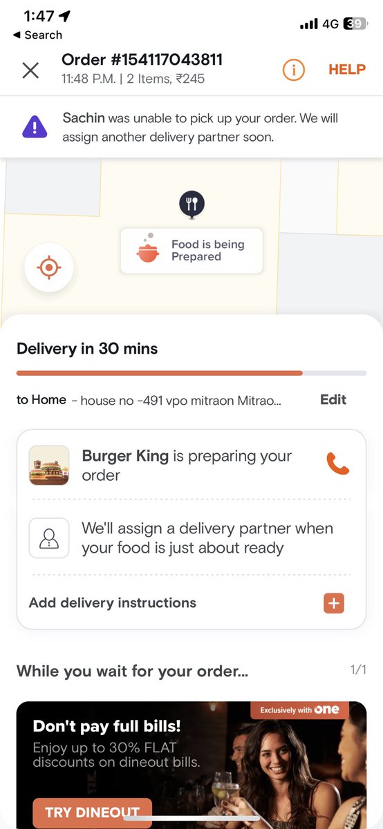 ygahlott's tweet photo. @SwiggyCares will it come ?? waiting from 2 hours https://t.co/2fYXaJm3j2