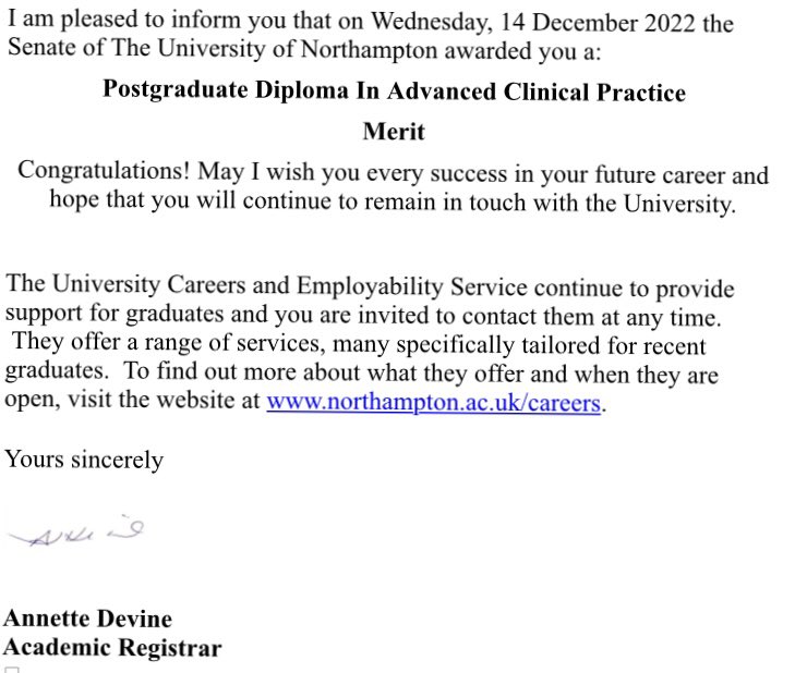 eleanor_shield's tweet photo. Decided 6 mths ago not to finish my MSc. Couldnโt face the stress! Difficult decision as I am not a quitter but pleased to receive this today.. #nomorestudy https://t.co/OlAQRxNwfZ