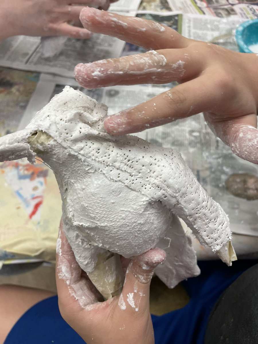 DouglasESDragon's tweet photo. Day 3-plaster! The birds are really taking shape. Can’t wait to see the finished product. @UnitedArtsWake @wcpssmagnets @PTADouglasES https://t.co/nB7qwHSu6J