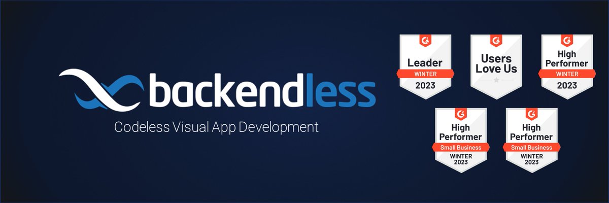 Backendless's tweet image. New banner image just dropped 🔥
✅ Leader in #MBaaS
✅ High Performer in #API management
✅ High Performer in Drag-and-Drop App Builder for #SmallBiz
Let's go! @G2CrowdReviews