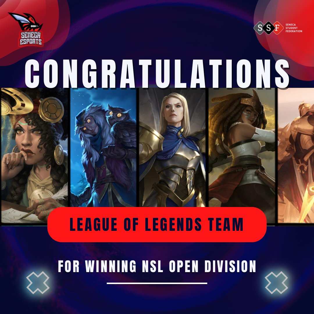 Seneca Esports (@seneca_esports) on Twitter photo Seneca Esports' League of Legends team also won their division in <a href="/nacestarleague/">Playfly College Esports</a> Open Plus league. (10W- 0L)
Players :
Binwoo (Arbin)
Gerald Earl (Adam)
IamThangCong (Thanh)
Txom (Tom)
Hoguri (Hoyoon)
Legeit (Adhiraj)
Retranoid (Breej)
Kuro (Seong)
Team Manager : Mateo Seneca Esports' League of Legends team also won their division in <a href="/nacestarleague/">Playfly College Esports</a> Open Plus league. (10W- 0L)
Players :
Binwoo (Arbin)
Gerald Earl (Adam)
IamThangCong (Thanh)
Txom (Tom)
Hoguri (Hoyoon)
Legeit (Adhiraj)
Retranoid (Breej)
Kuro (Seong)
Team Manager : Mateo
