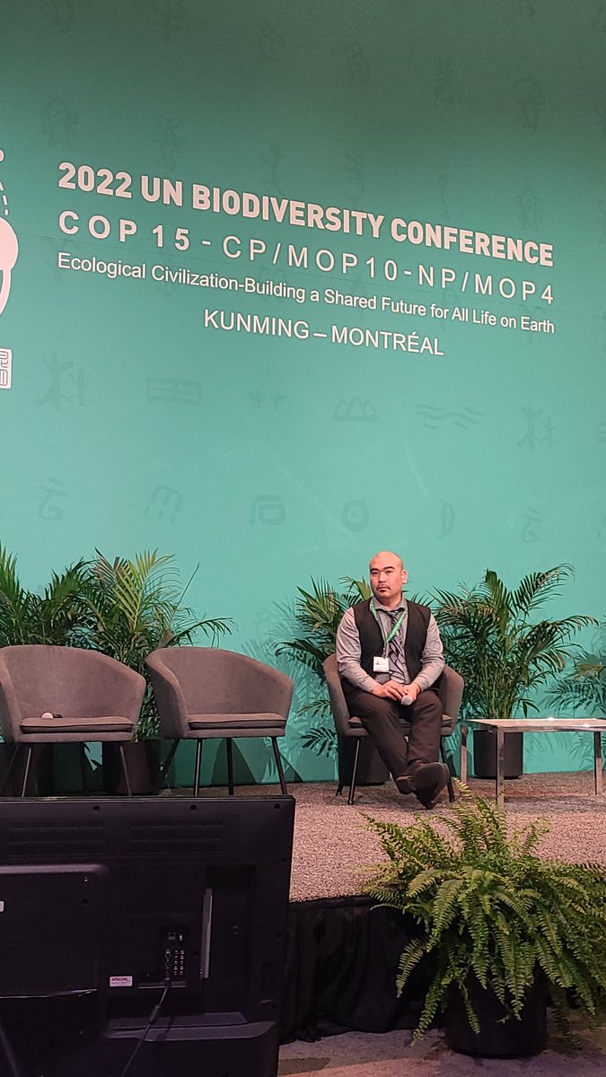 ClimateChar's tweet photo. Kitasoo Xai'xais Chief Councilor Doug Neaslos talks about their newly launched marine protected area (MPA) for Gitdisdzu Lugyeks (Kitasu Bay), a sacred area in the heart of their traditional territory, significant to the community’s health, culture and economy. #COP15 #NATURECOP https://t.co/9q76sjJ2b8