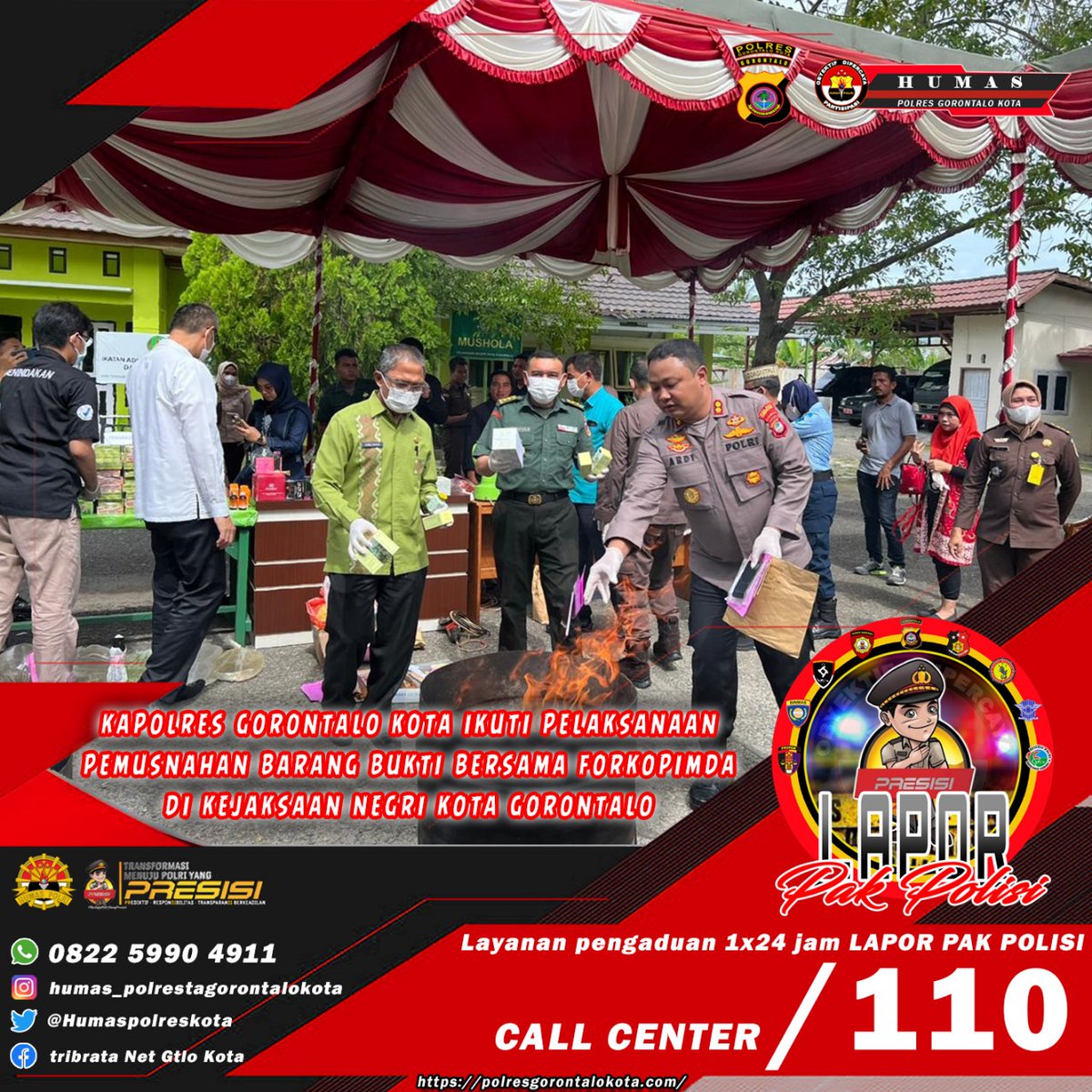 Ilham13543768's tweet photo. Hadiri Kegiatan Pemusnahan Barang Bukti yang di laksanakan di kantor kejaksaan negeri kota gorontalo.
#kapolresgorontalokota kapolres #polresgorontalokota #pemusnahanbarangbukti #kejaksaannegerikotagorontalo https://t.co/tH1vBFAk74