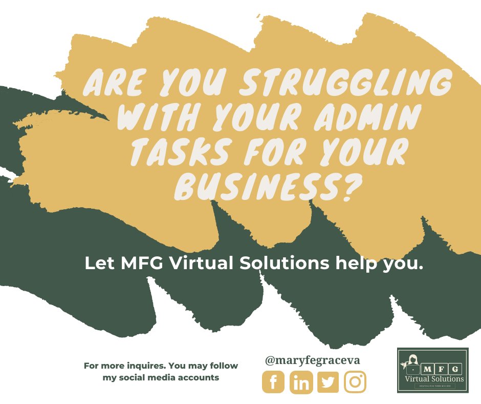 maryfegraceva's tweet image. Are you struggling with your admin tasks for your Business?

#NeedVANow
#VirtualAssistanthelpingclient
#AdminTask
#VAServicesOffered
#PersonalAssistant
#mfgofferingservicestoclient
#MFGhiremenow
#mfghelpinggrowingbusiness
#MFGhelpingclient
#MFGVirtualSolutions