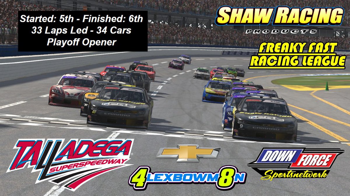 alecdaffin48's tweet photo. We saw double vision with @TwitchTvGodSeq in FFRL! We were leading with 2 to go, but got kicked to curb and used up. Still an okay result and got the points lead! Charlotte next. #iRacing #NASCAR #leagues #twitch #4lexbowm8n #chevrolet #camaro #shawracing #FFRL #Talladega #P6 https://t.co/mnkYrbIWvF